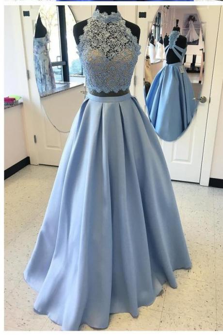 Royal Blue Prom Dresses,elegant Prom Dresses,two Piece Prom Dresses,backless Prom Gowns,sexy Prom Dresses