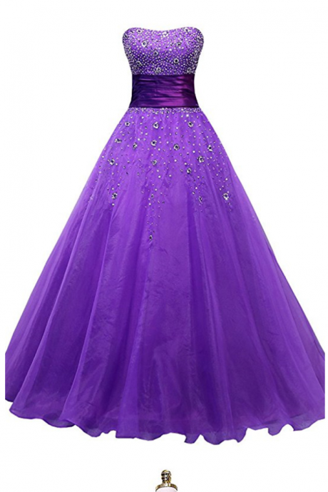 Evening Dresses, Abendkleider Meerjungfrau Purple Organza Ball Gown Prom Dresses, Long Party Gowns