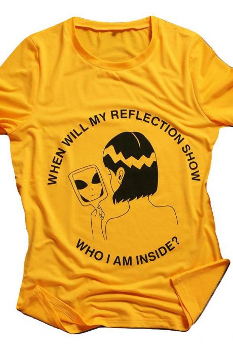 Alien Kawaii Clothing Mirror Reflection T-Shirt Monster Punk Emo 