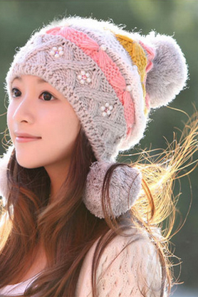 The Autumn And Winter Knitting Hat Lady Sweet Mao Xianmao