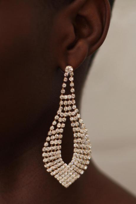 Large Rhinestone Crystal Drop Earrings Fashion Earrings 