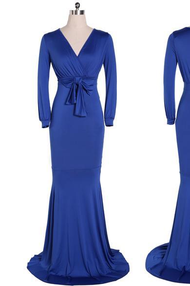 Sexy Women Long Sleeve Slim Bodycon Evening Party Cocktail Long Maxi Dress