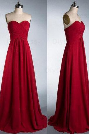 Elegant A Line Floor Length Burgundy Chiffon Bridesmaid Dresses,Sweetheart Dark Red Long Bridesmaid Dress,Cheap Graduation Dress Evening Prom Dress