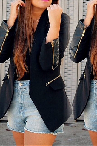 2015 Hot sale Europe and the United States women's fashion tuxedo jacket jacket zipper