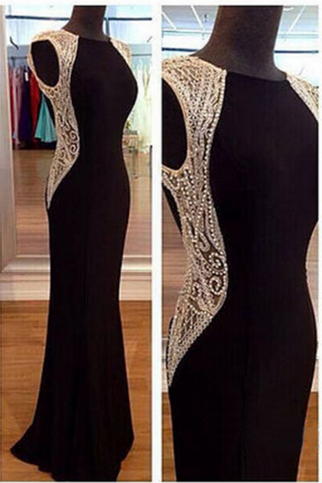 2017 Sexy Prom Dresses,prom Dress,chiffon Backless Evening Gown,long Formal Dress,backless Prom Gowns,open Backs Evening Dresses,black Party
