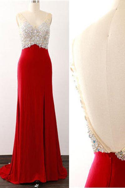Red Prom Dresses, Red Prom Dress,2016 Prom Dress,wine Red Prom Dresses,formal Gown,simple Evening Gowns,modest Party Dress,chiffon Prom Gown For